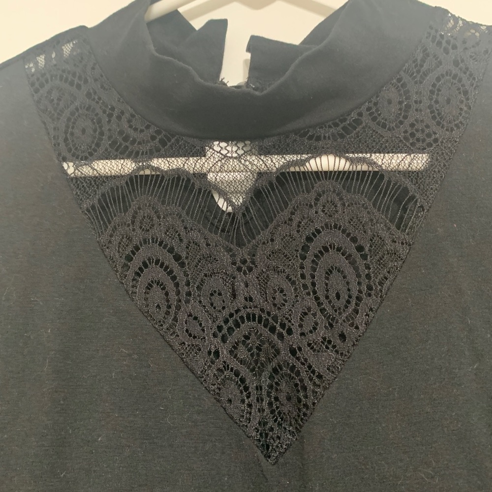 Black lace high neck top
